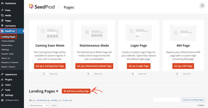 SeedProd의 페이지 디자인 템플릿