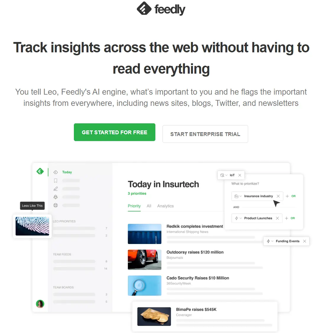 Feedly 인터페이스.