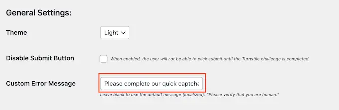 WordPress CAPTCHA için özel bir hata mesajı oluşturma