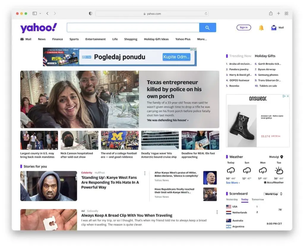 yahoo kötü web sitesi tasarımı