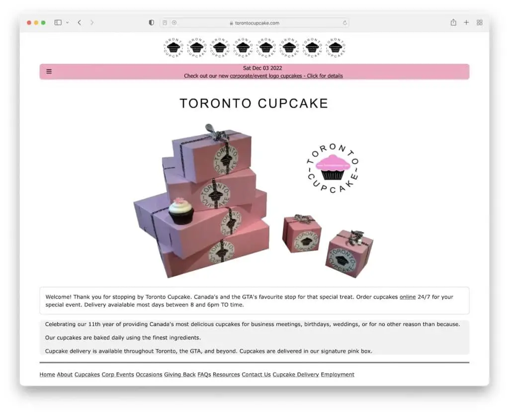 toronto cupcake kötü web sitesi tasarımı