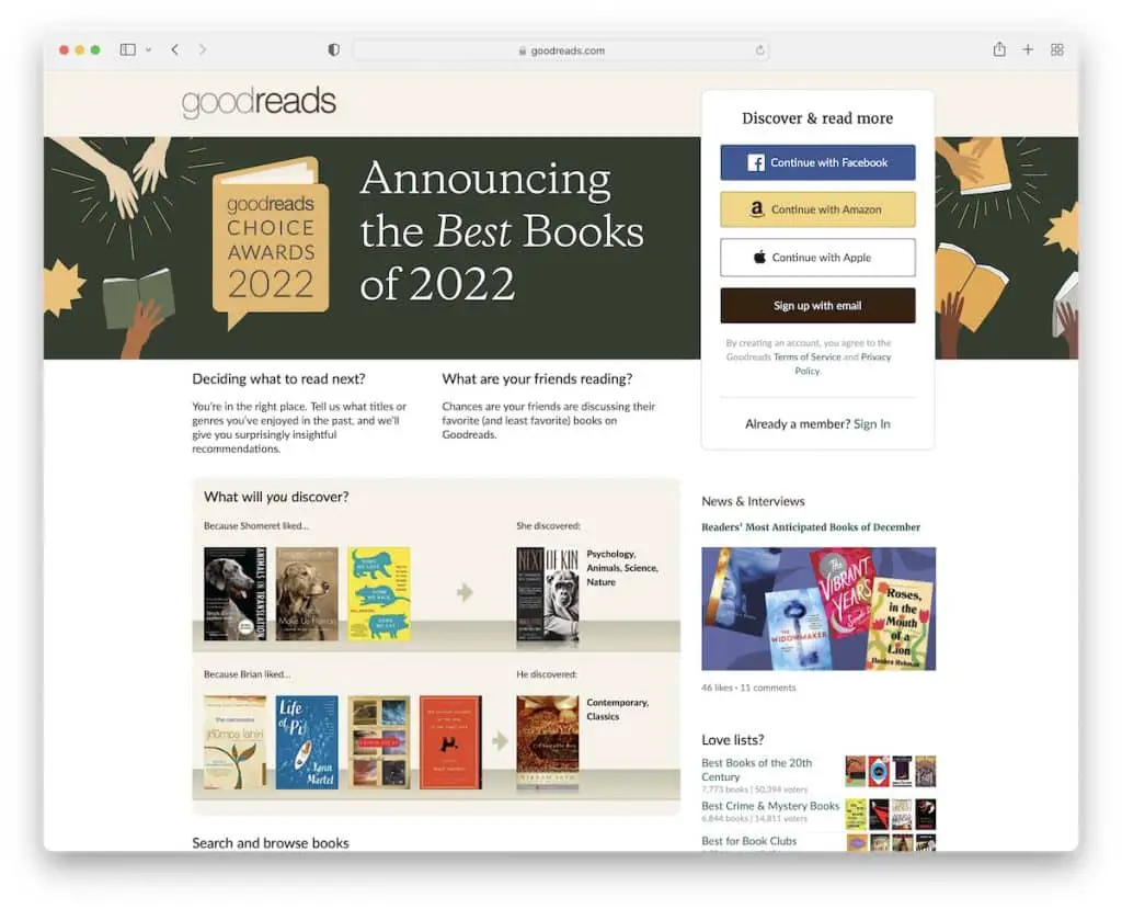 goodreads kötü web sitesi tasarımı