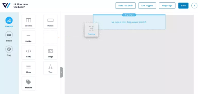 メール テンプレートに見出しブロックを追加する