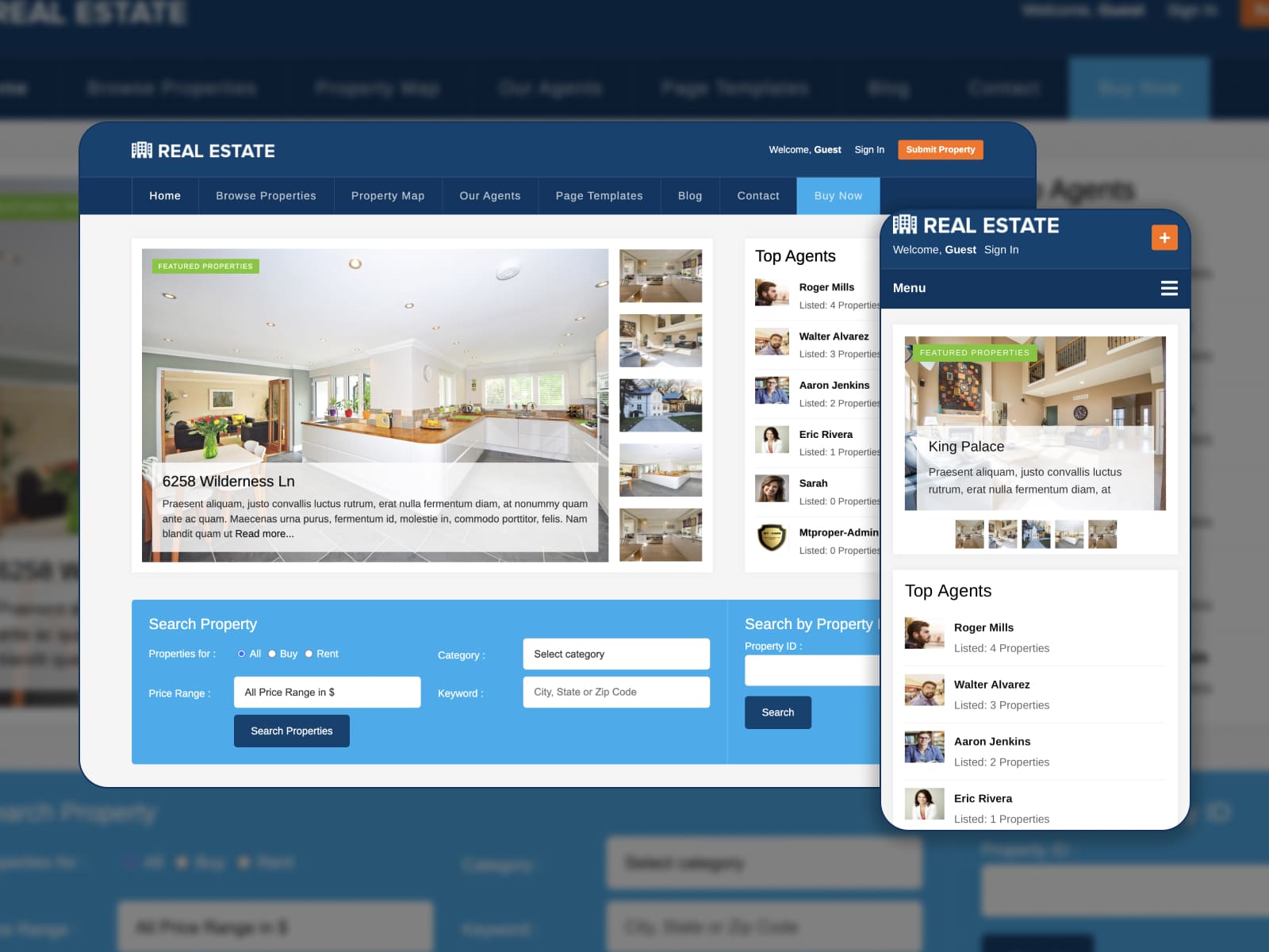 Tema imobiliară pentru WordPress.