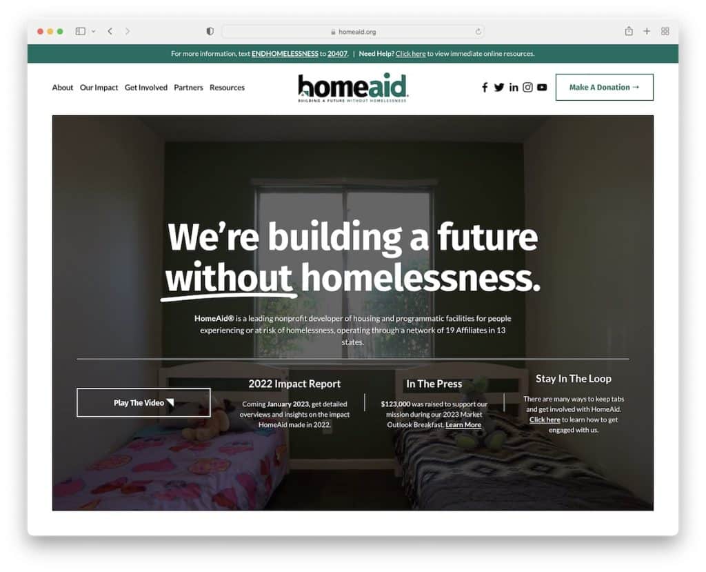 sitio web sin fines de lucro homeaid