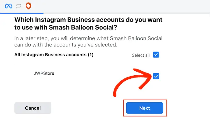 选择要与 Smash Balloon 一起使用的 Instagram 帐户