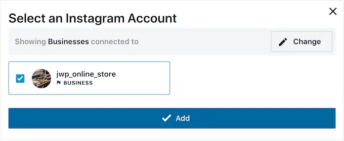 选择要添加到您的 WordPress 网站的 Instagram 帐户