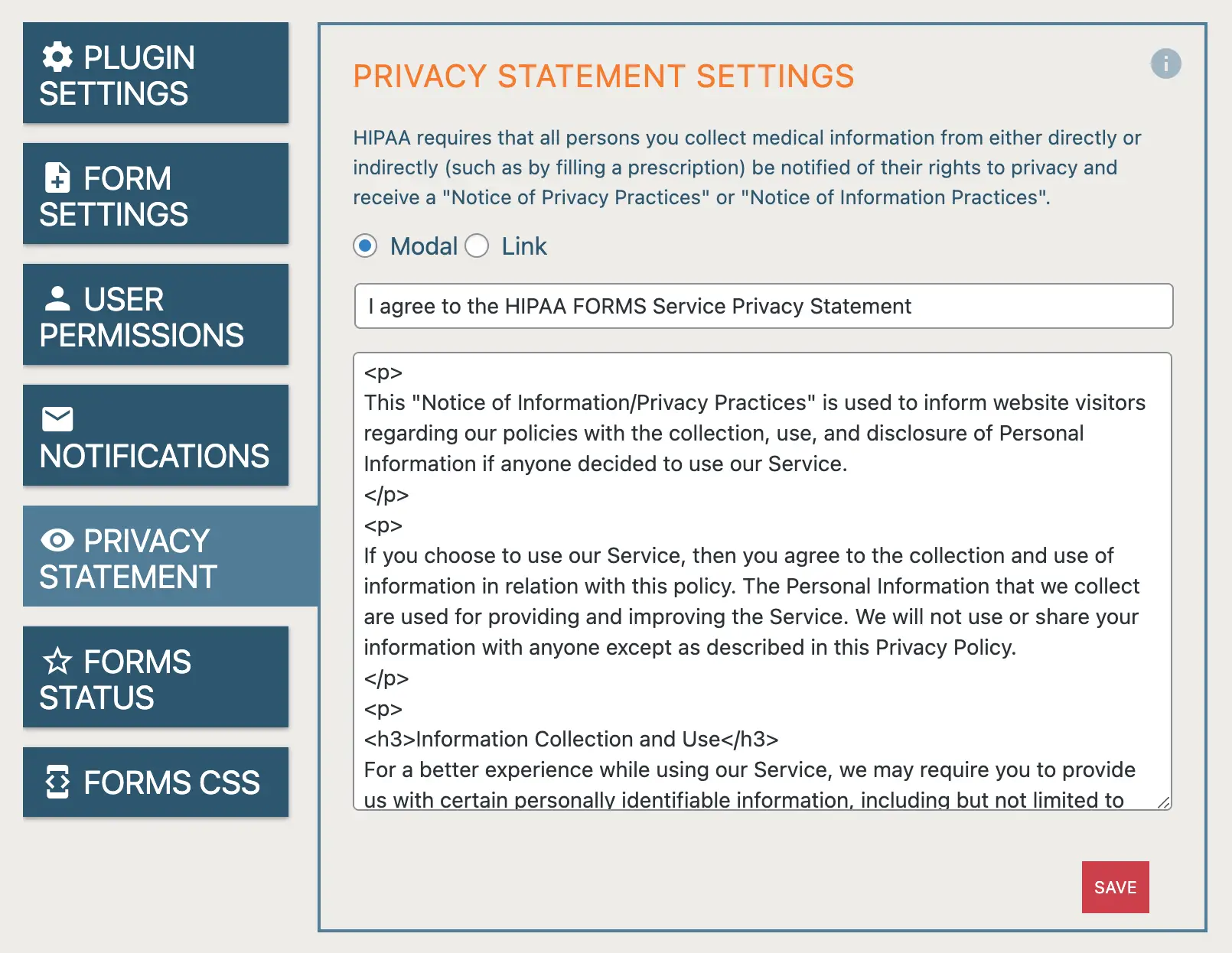 HIPAA フォーム プラグイン