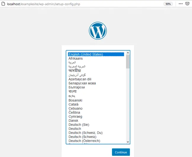 为 WordPress 本地安装选择语言