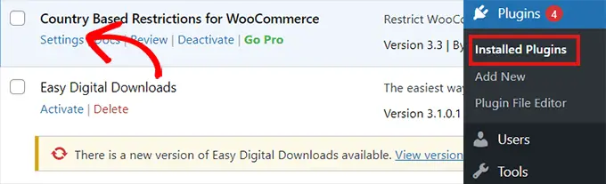 转到 WooCommerce 插件设置的基于国家/地区的限制