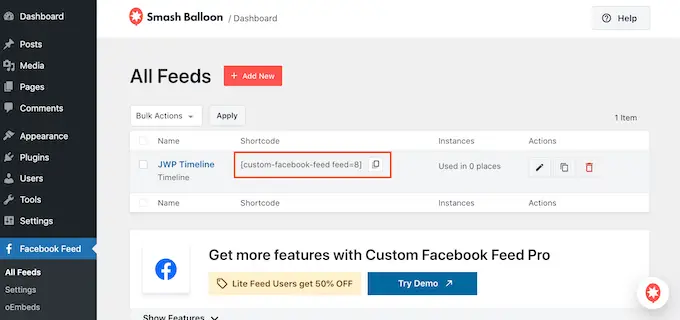 Adding Facebook content to WordPress using a shortcode