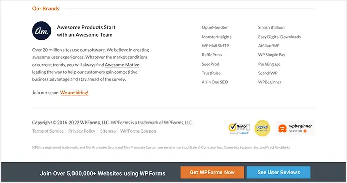 WPForms Footer