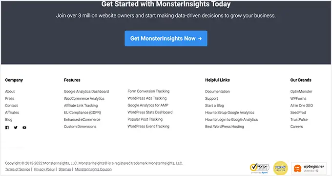 MonsterInsights Footer