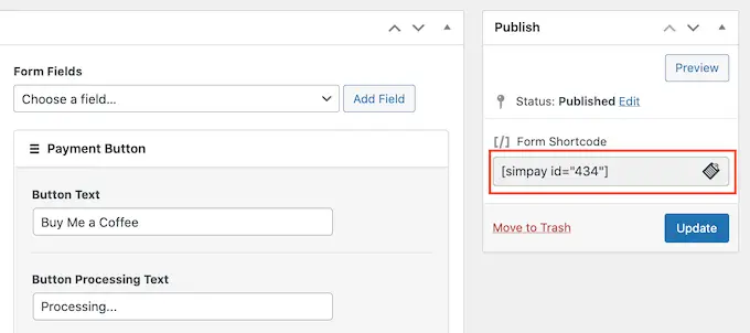 Adding an optional payment form to your WordPress site using shortcode