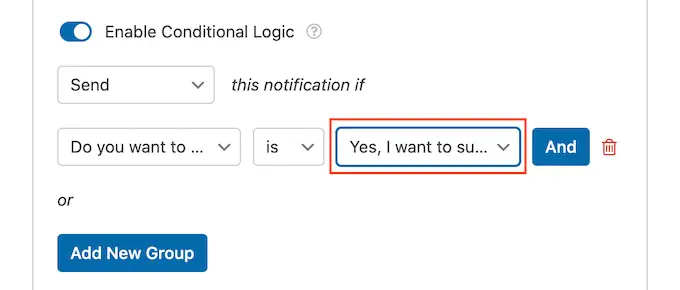 Enabling conditional logic in WPForms