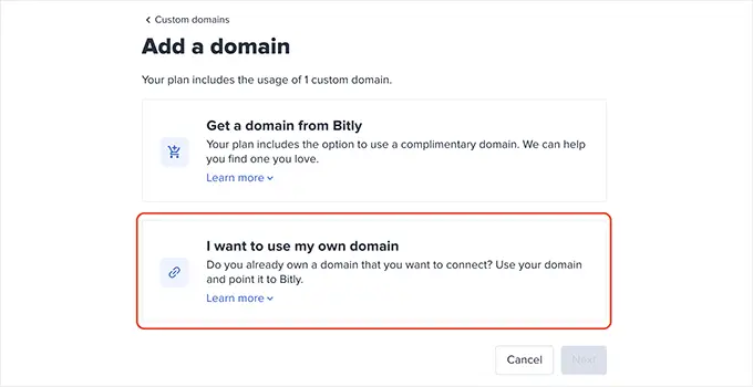 Continue with your own custom domain