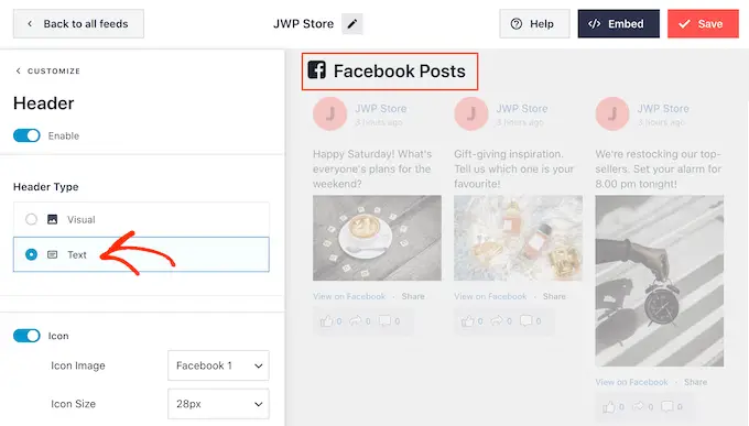 Adding a header to the Facebook timeline