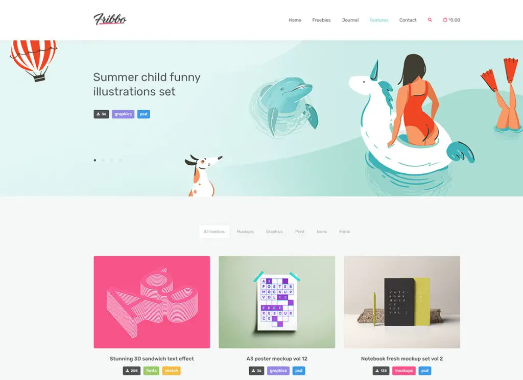 Fribbo | Freebies บล็อก WordPress ธีม