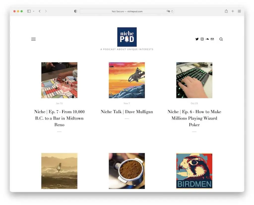 ニッチポッドポッドキャストのウェブサイト