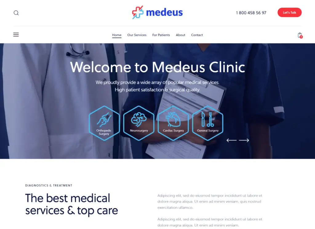 Medeus - medyczny uniwersalny motyw WordPress dla lekarzy