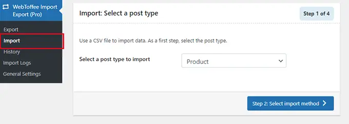 Import products using a plugin