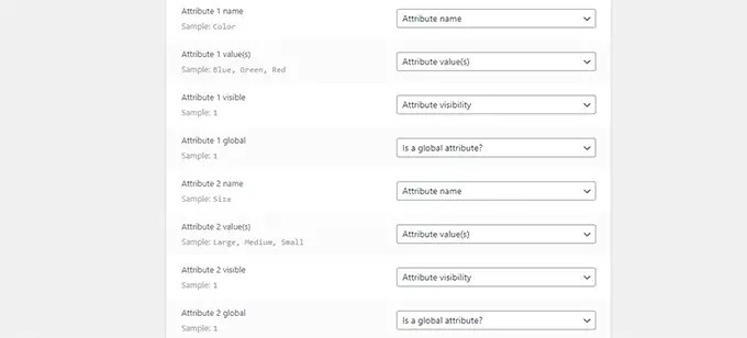 Match attribute fields