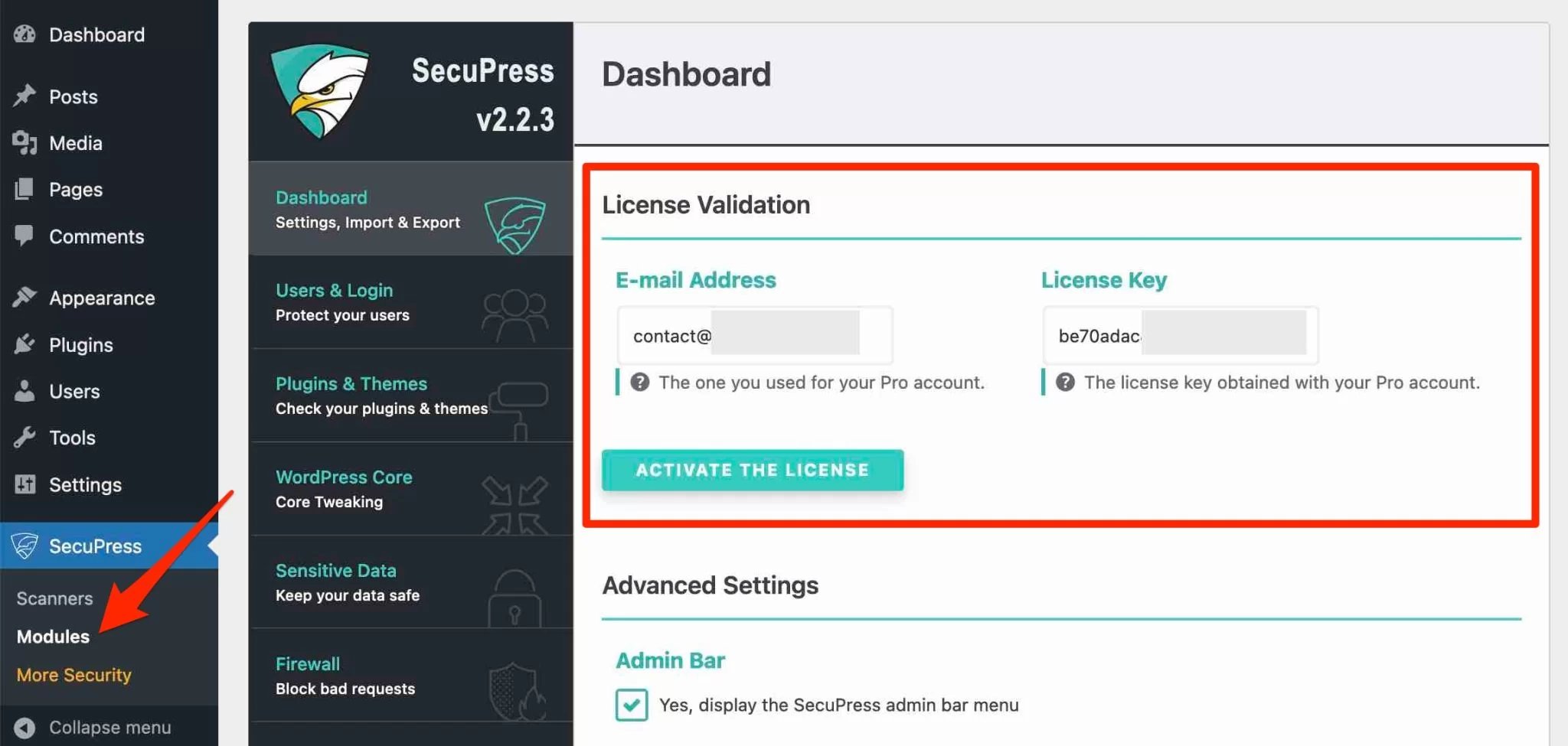 SecuPress Pro を使用するには、ライセンスが必要です。