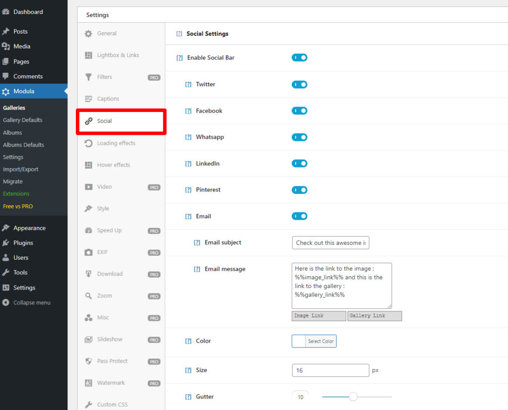 Configuraciones sociales en Modula