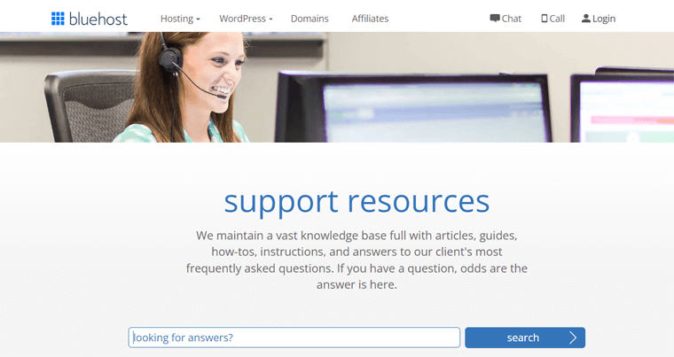 Bluehost-Support-Wissensdatenbankseite - Website-Ersteller