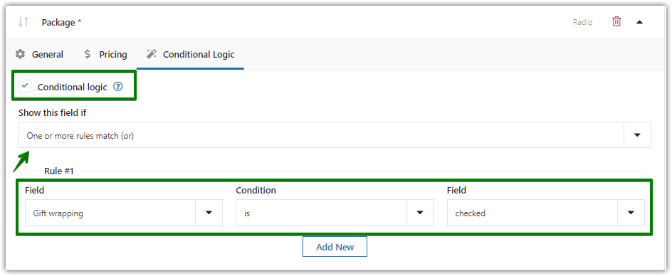 Configuração de embalagem de presente do produto WooCommerce