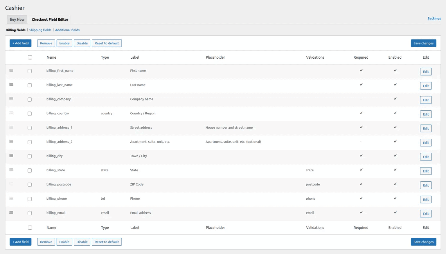 WooCommerce kasiyer ödeme alanı düzenleyicisi