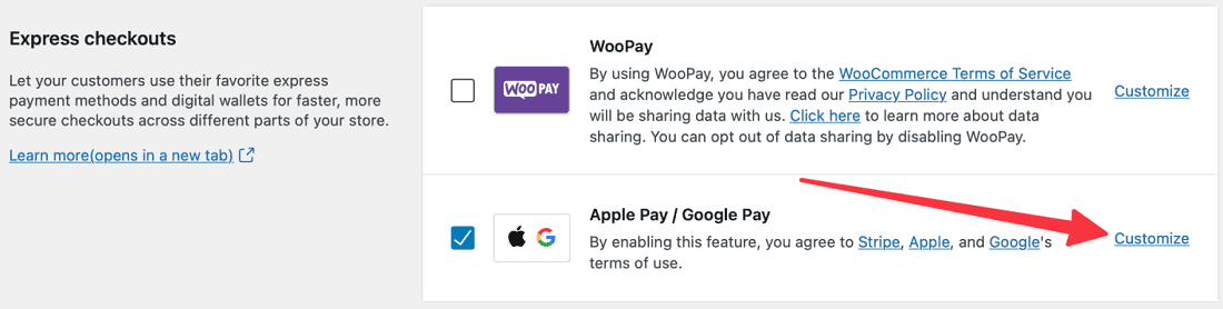 personnalisation du lien Apple Pay / Google Pay