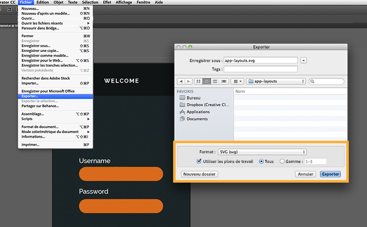 Comment puis-je exporter en tant que Svg de haute qualité à partir d'Illustrator ?