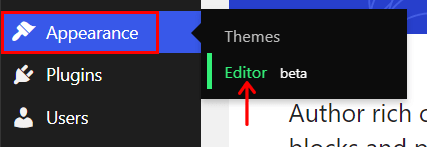 Buka Editor Tampilan untuk Tema Blok