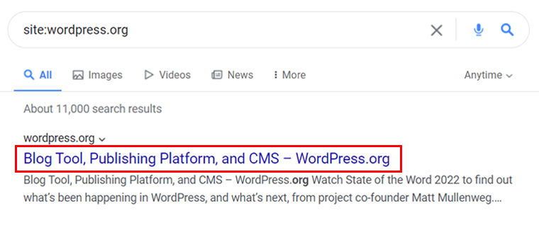 Exemplo do WordPress.org