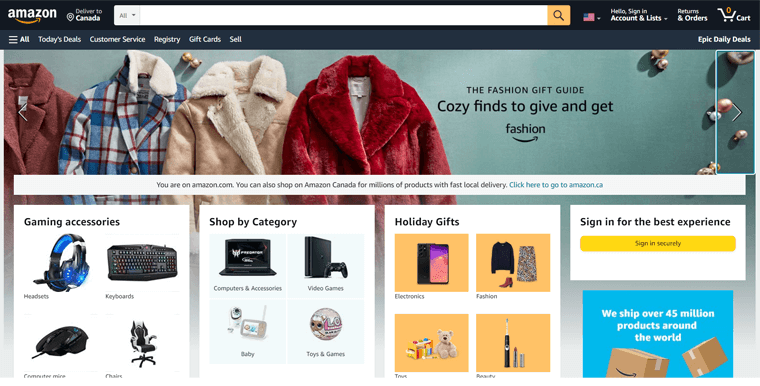 مثال على موقع Amazon.com eCommerce