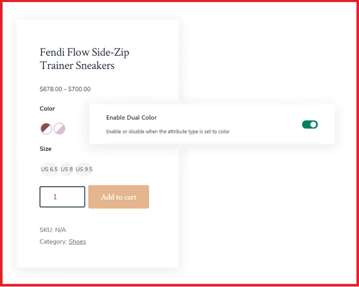 WooCommerce erhält Produktvariationen mit zwei Farben