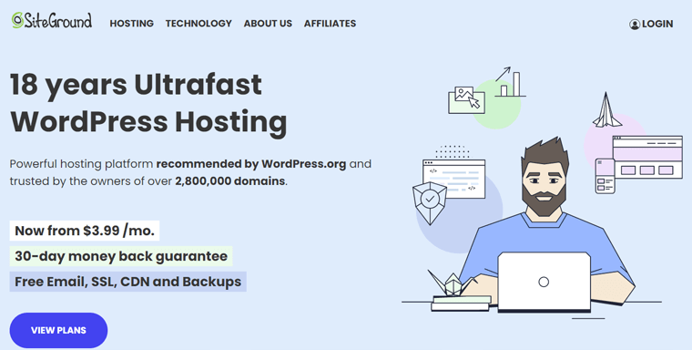 Piattaforma di hosting SiteGround