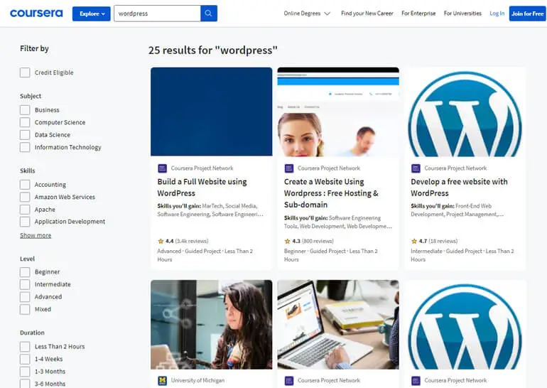 Coursera 학습 WordPress