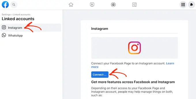 Linking an Instagram business account to a Facebook page