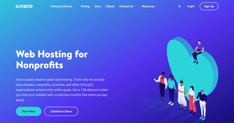 Hospedagem na Web Kinsta para organizações sem fins lucrativos