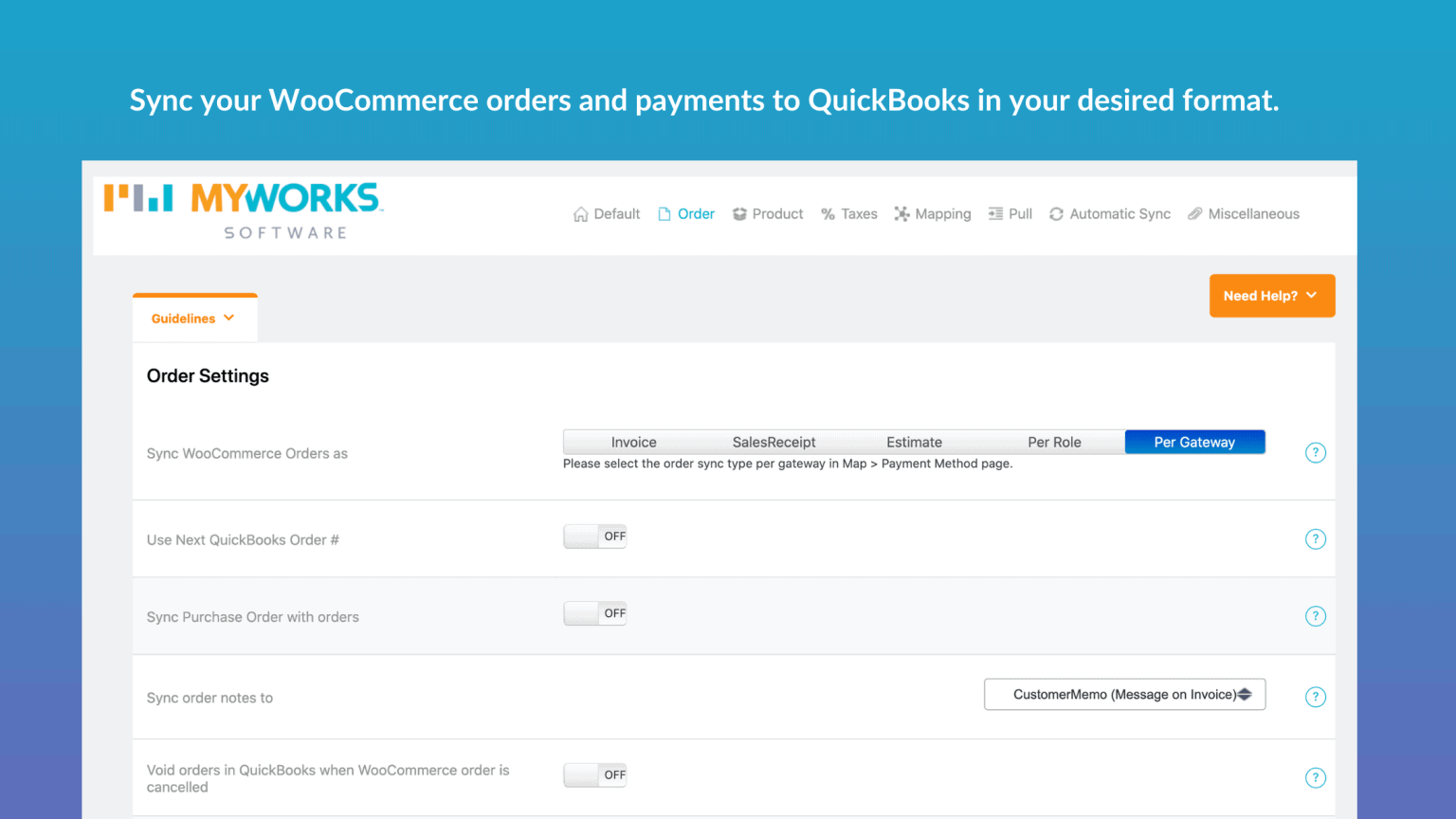 Sinkronisasi data WooCommerce QuickBooks