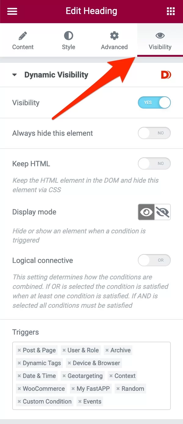 Tab Konten Dinamis untuk Visibilitas Elemen.