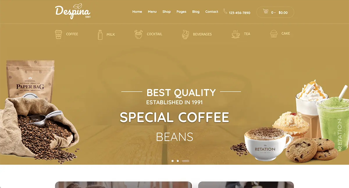 Tema de WordPress de la tienda de té Despina