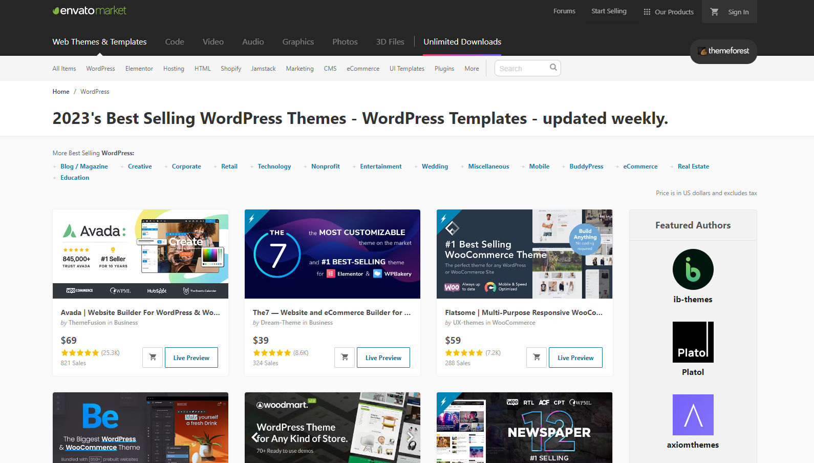 Mercado de temas de WordPress