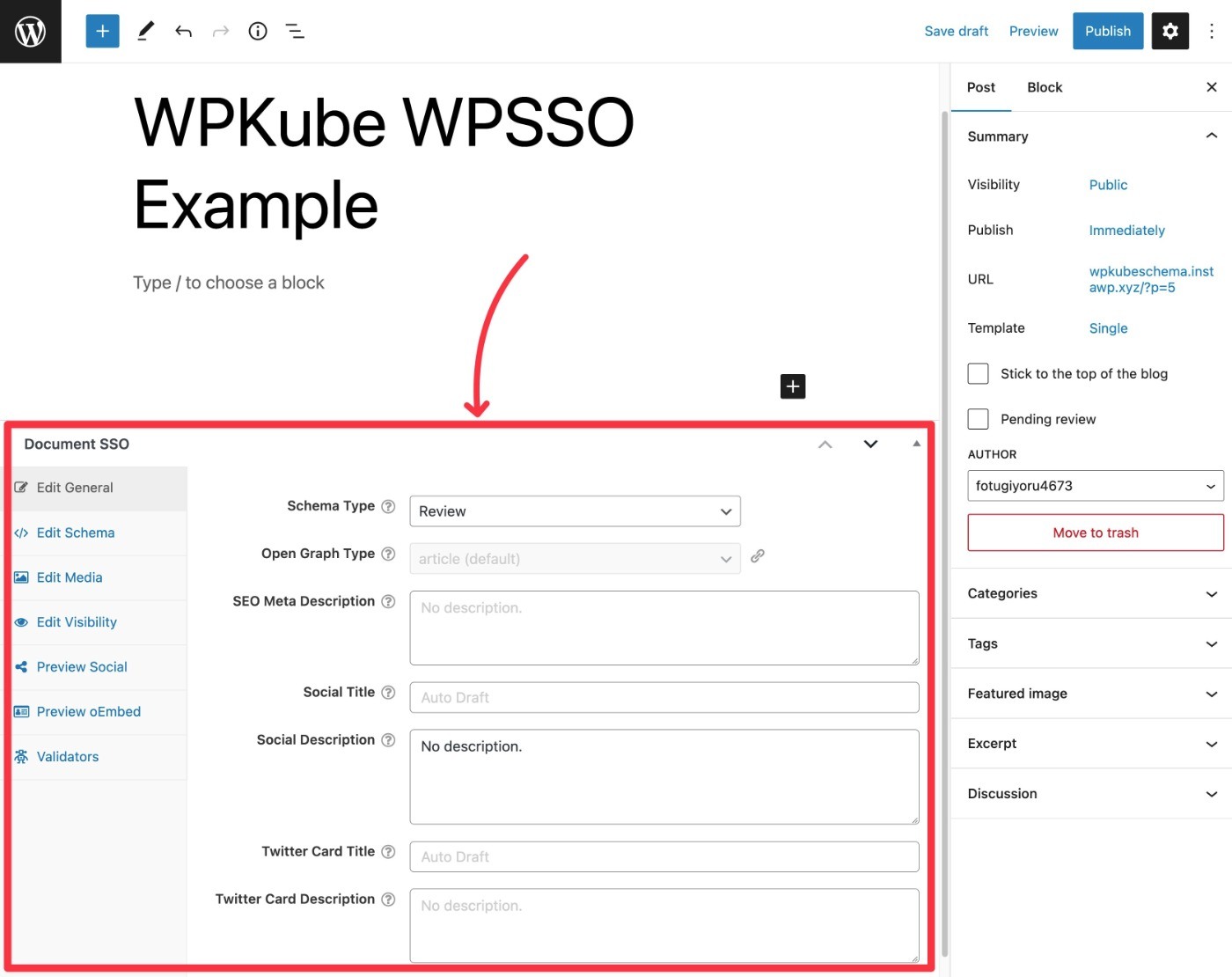 Metabox de WPSSO para publicaciones individuales