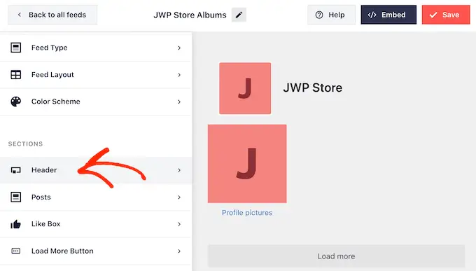 Customizing the header of your Facebook album feed