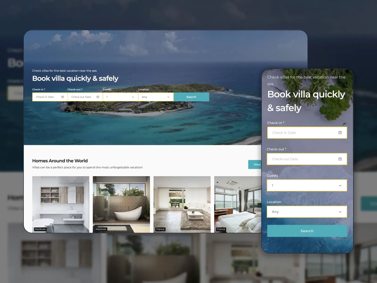 Booklium: captura de pantalla de temas de WordPress para alquileres vacacionales y sitios web de hoteles. Página principal.