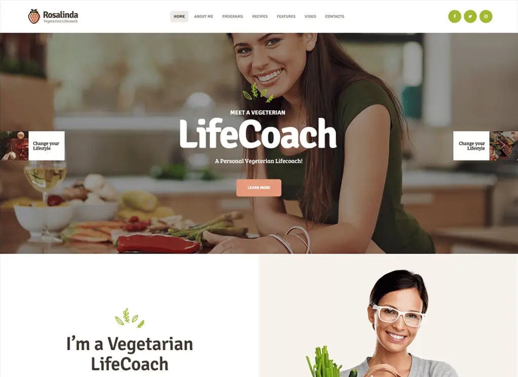 Rosalinda | Tema Pelatih Kesehatan & Gaya Hidup Vegetarian Blog WordPress