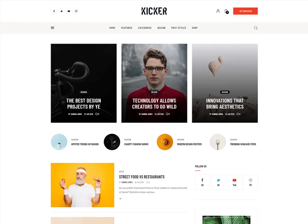 Kicker | Mehrzweck-Blog-Magazin WordPress Theme + Gutenberg